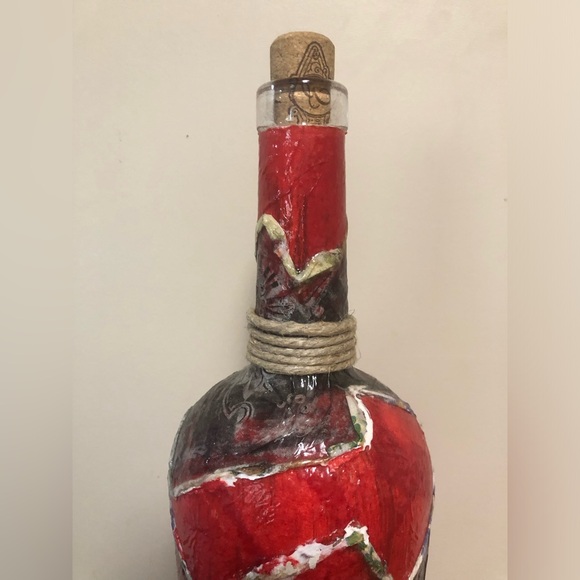 Handmade Glass Decorative Painted Red & Floral Patterned Patterned Vase - Picture 9 of 16